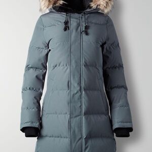 Aritzia TNA Powder Parka Dove Grey Small Mid Length